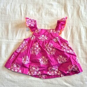Pink Chicken girls size 3-6 months purple & white flower tunic cap sleeve VGUC